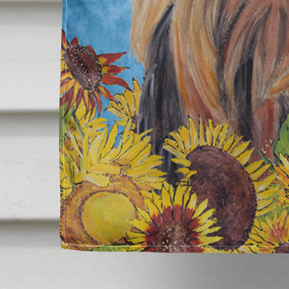Yorkie in Summer Flowers House Flag 28x40 Porch Sleeve Pole Decorative Outside Yard Banner Artwork Wall Hanging, Polyester