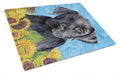 Labrador in Summer Flowers Cutting Board Tempered Glass Kitchen Cutting Surface, Heat Resistant Chopping, Non-Slip Feet, Food Prep & Serving
