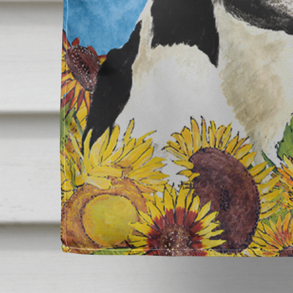 Boston Terrier in Summer Flowers House Flag 28x40 Porch Sleeve Pole Decorative Outside Yard Banner Artwork Wall Hanging, Polyester