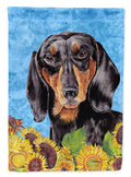 Dachshund in Summer Flowers House Flag 28x40 Porch Sleeve Pole Decorative Outside Yard Banner Artwork Wall Hanging, Polyester
