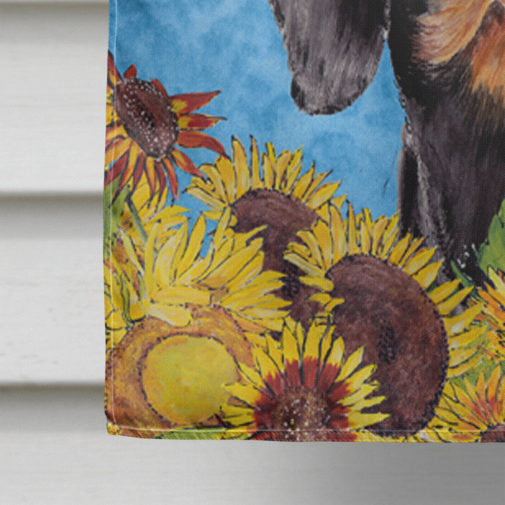 Dachshund in Summer Flowers House Flag 28x40 Porch Sleeve Pole Decorative Outside Yard Banner Artwork Wall Hanging, Polyester