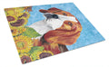 Beagle in Summer Flowers Cutting Board Tempered Glass Kitchen Cutting Surface, Heat Resistant Chopping, Non-Slip Feet, Food Prep & Serving