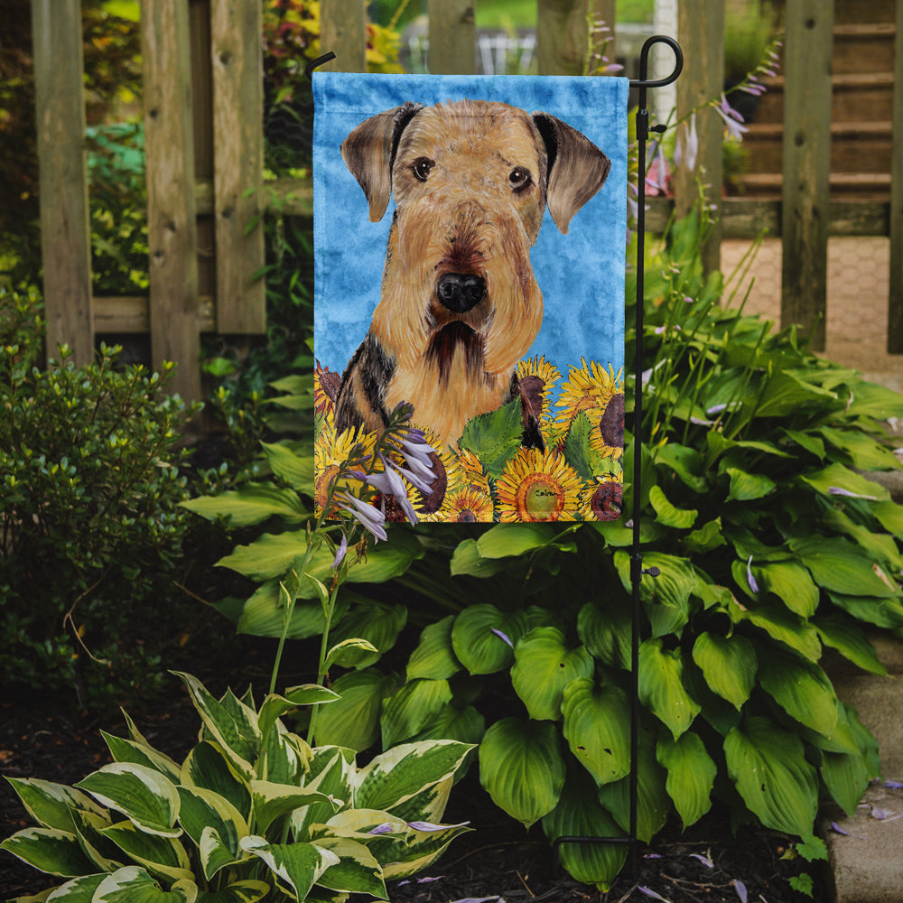 Airedale in Summer Flowers Garden Flag Mailbox Decorative Yard Banner Outside Patio Artwork for Flower Beds, Garden Size, Multicolor