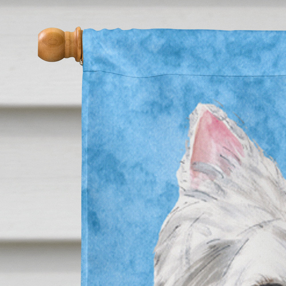 Westie in Summer Flowers House Flag 28x40 Porch Sleeve Pole Decorative Outside Yard Banner Artwork Wall Hanging, Polyester