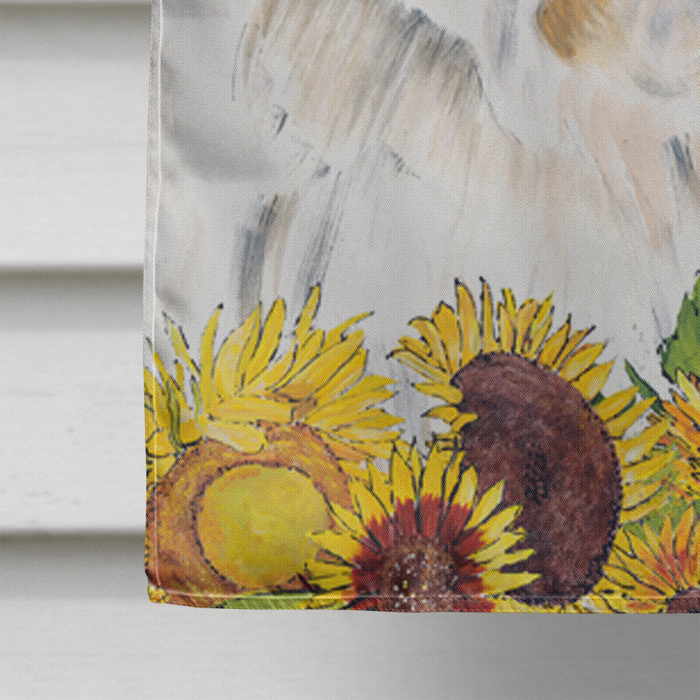 Westie in Summer Flowers House Flag 28x40 Porch Sleeve Pole Decorative Outside Yard Banner Artwork Wall Hanging, Polyester