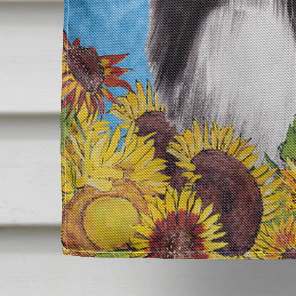 Border Collie in Summer Flowers House Flag 28x40 Porch Sleeve Pole Decorative Outside Yard Banner Artwork Wall Hanging, Polyester