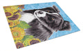 Border Collie in Summer Flowers Cutting Board Tempered Glass Kitchen Cutting Surface, Heat Resistant Chopping, Non-Slip Feet, Food Prep & Serving