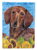 Dachshund in Summer Flowers House Flag 28x40 Porch Sleeve Pole Decorative Outside Yard Banner Artwork Wall Hanging, Polyester