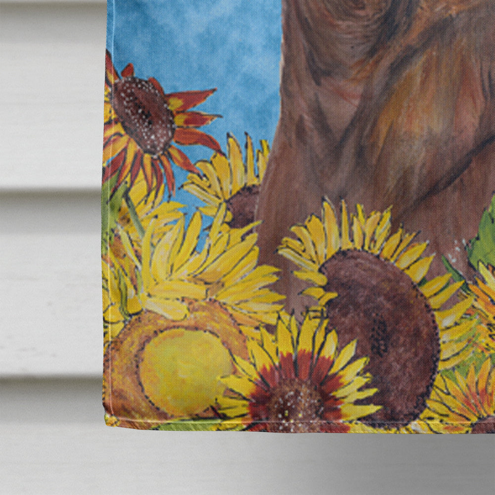 Dachshund in Summer Flowers House Flag 28x40 Porch Sleeve Pole Decorative Outside Yard Banner Artwork Wall Hanging, Polyester