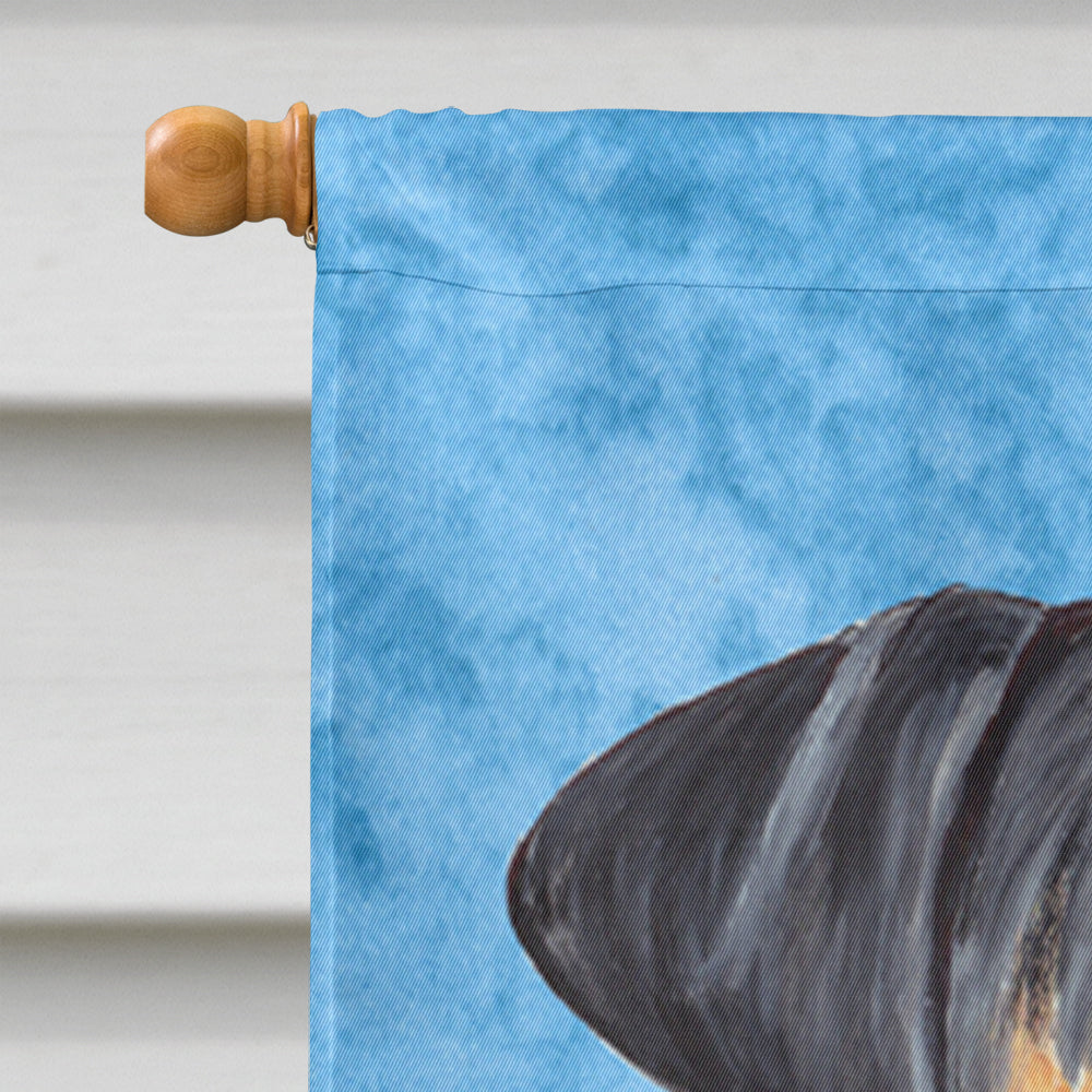 Doberman in Summer Flowers House Flag 28x40 Porch Sleeve Pole Decorative Outside Yard Banner Artwork Wall Hanging, Polyester