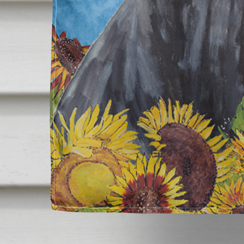 Doberman in Summer Flowers House Flag 28x40 Porch Sleeve Pole Decorative Outside Yard Banner Artwork Wall Hanging, Polyester