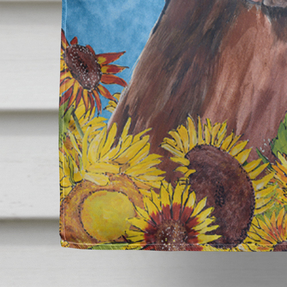 Labrador in Summer Flowers House Flag 28x40 Porch Sleeve Pole Decorative Outside Yard Banner Artwork Wall Hanging, Polyester