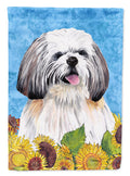 Shih Tzu in Summer Flowers House Flag 28x40 Porch Sleeve Pole Decorative Outside Yard Banner Artwork Wall Hanging, Polyester