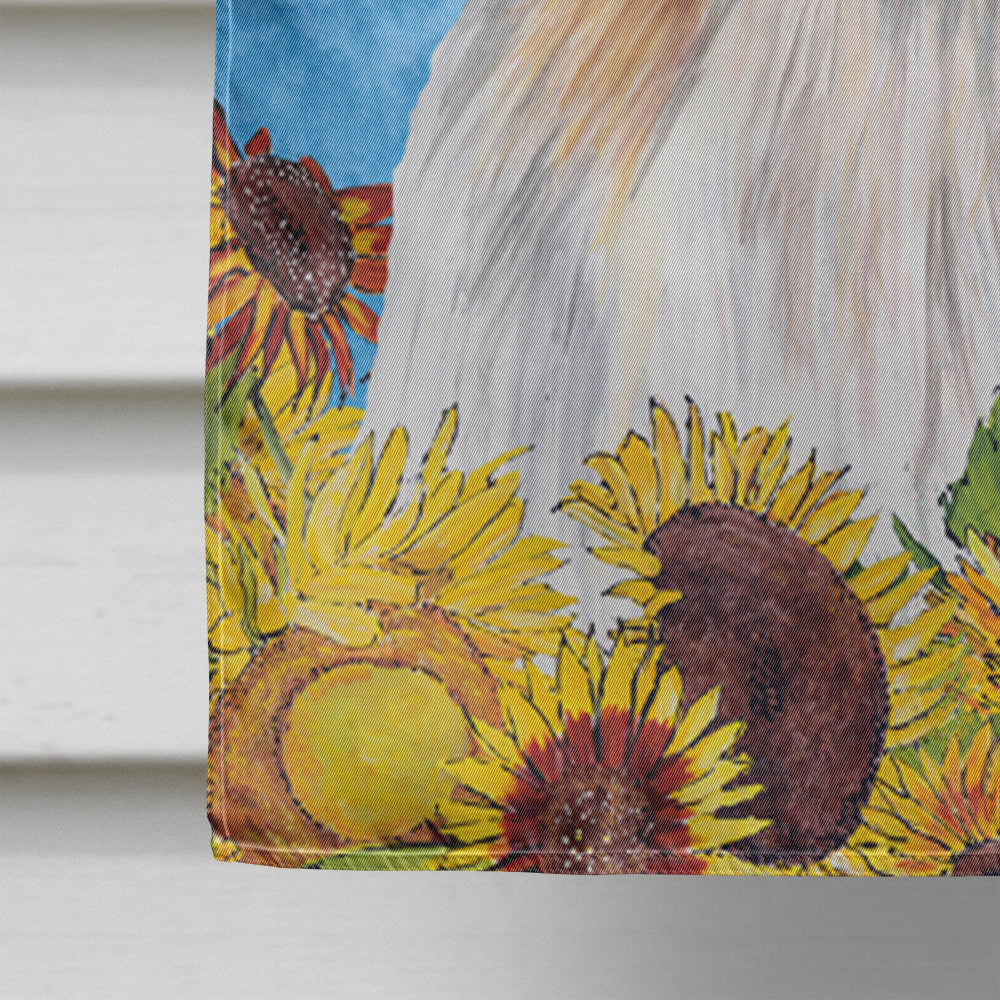 Shih Tzu in Summer Flowers House Flag 28x40 Porch Sleeve Pole Decorative Outside Yard Banner Artwork Wall Hanging, Polyester