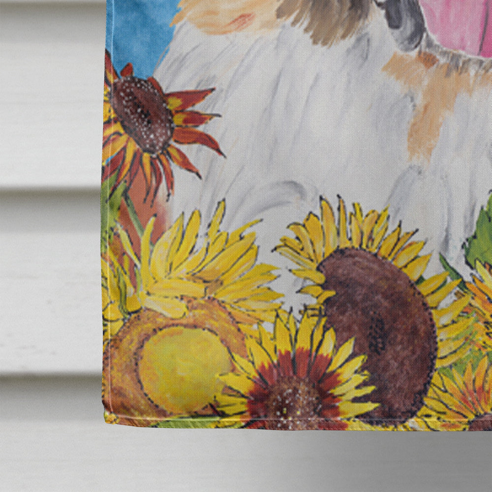 Saint Bernard in Summer Flowers House Flag 28x40 Porch Sleeve Pole Decorative Outside Yard Banner Artwork Wall Hanging, Polyester