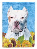 Pit Bull in Summer Flowers House Flag 28x40 Porch Sleeve Pole Decorative Outside Yard Banner Artwork Wall Hanging, Polyester