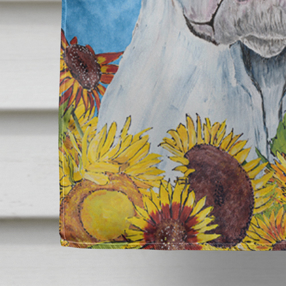 Pit Bull in Summer Flowers House Flag 28x40 Porch Sleeve Pole Decorative Outside Yard Banner Artwork Wall Hanging, Polyester