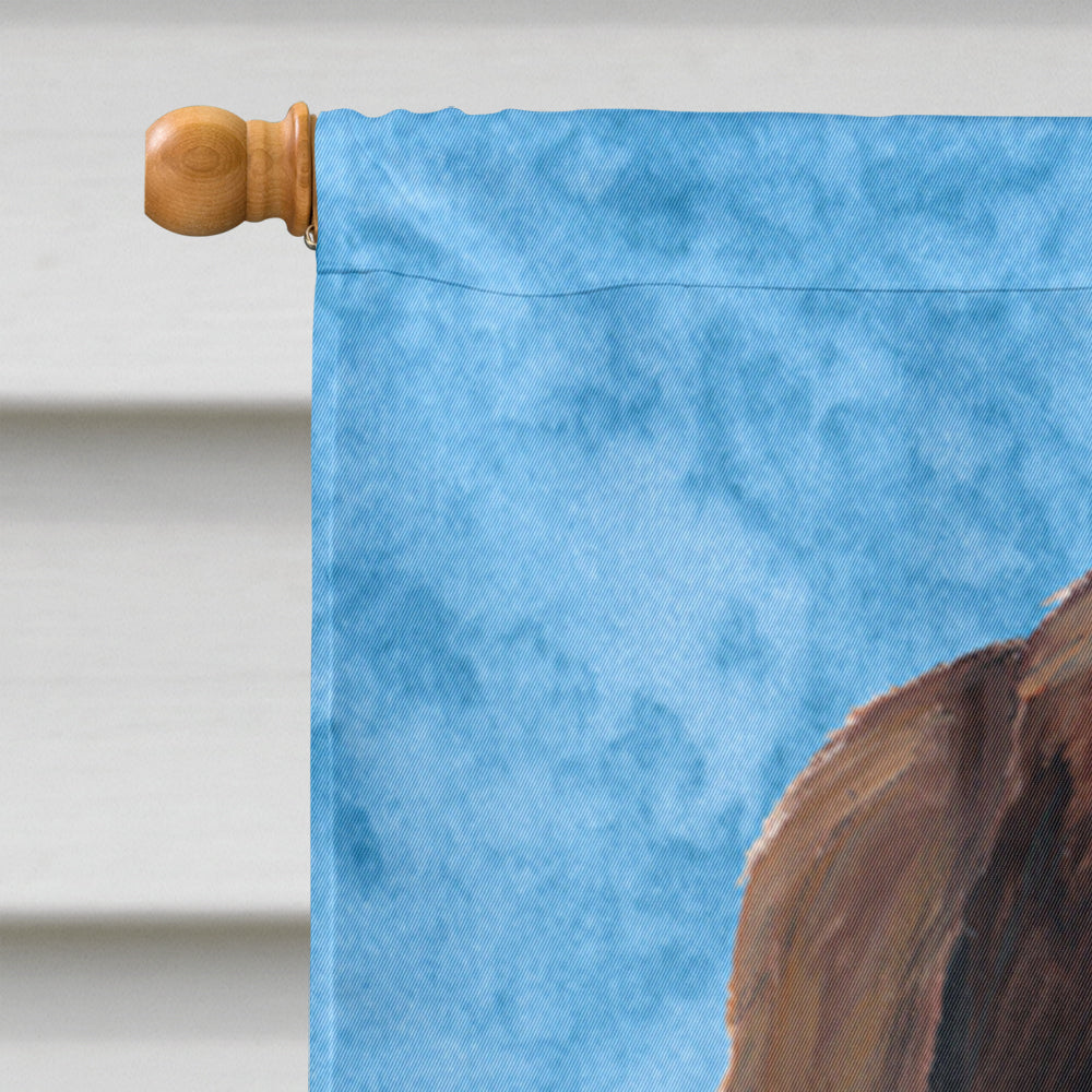 Welsh Springer Spaniel in Summer Flowers House Flag 28x40 Porch Sleeve Pole Decorative Outside Yard Banner Artwork Wall Hanging, Polyester
