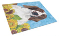 Welsh Springer Spaniel in Summer Flowers Cutting Board Tempered Glass Kitchen Cutting Surface, Heat Resistant Chopping, Non-Slip Feet, Food Prep & Serving