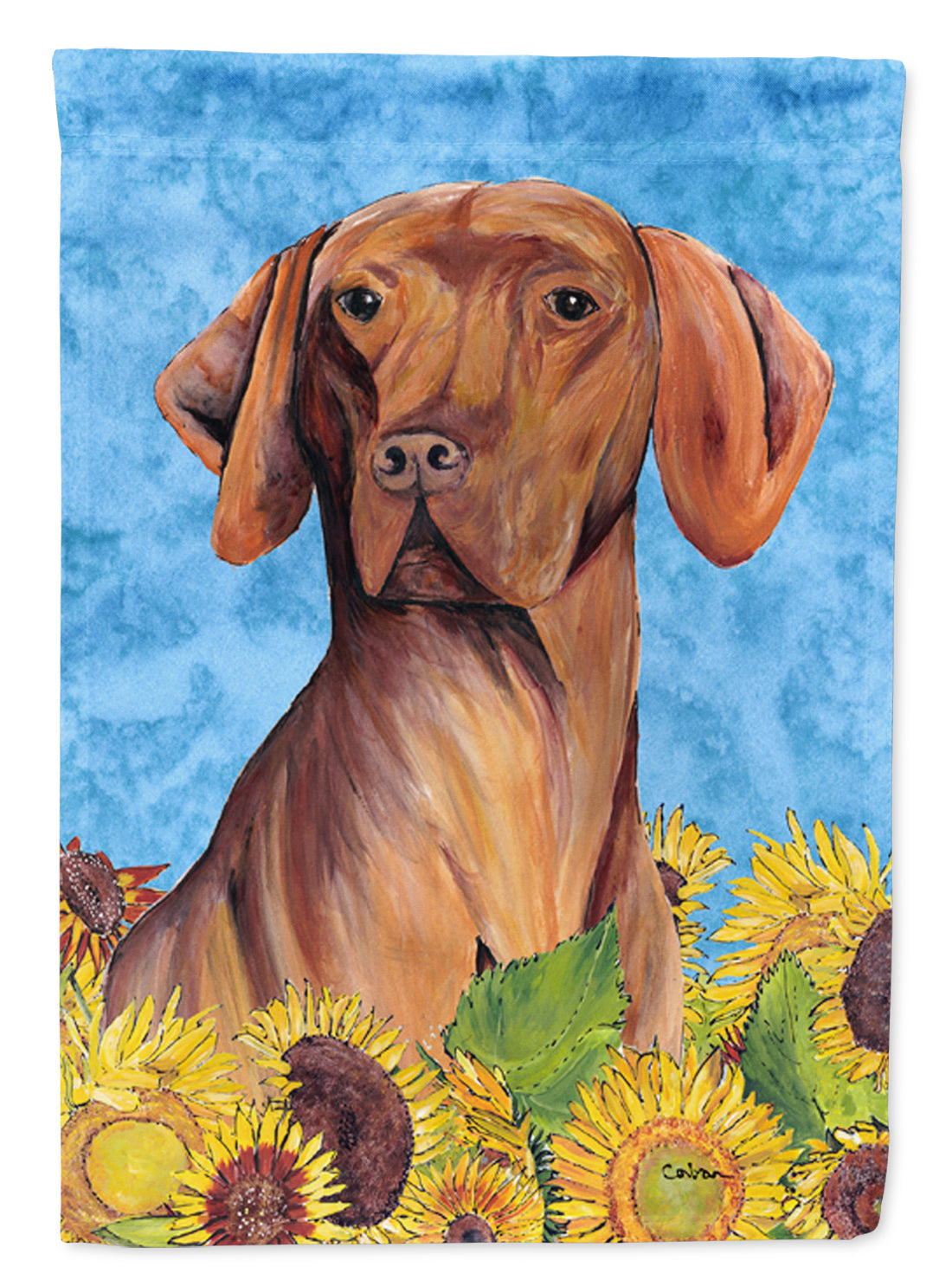Vizsla in Summer Flowers House Flag 28x40 Porch Sleeve Pole Decorative Outside Yard Banner Artwork Wall Hanging, Polyester