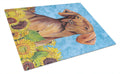 Vizsla in Summer Flowers Cutting Board Tempered Glass Kitchen Cutting Surface, Heat Resistant Chopping, Non-Slip Feet, Food Prep & Serving