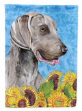 Weimaraner in Summer Flowers House Flag 28x40 Porch Sleeve Pole Decorative Outside Yard Banner Artwork Wall Hanging, Polyester