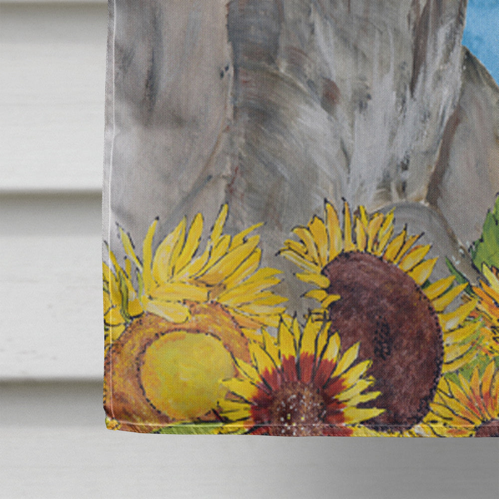 Weimaraner in Summer Flowers House Flag 28x40 Porch Sleeve Pole Decorative Outside Yard Banner Artwork Wall Hanging, Polyester