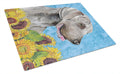 Weimaraner in Summer Flowers Cutting Board Tempered Glass Kitchen Cutting Surface, Heat Resistant Chopping, Non-Slip Feet, Food Prep & Serving