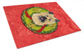 Cairn Terrier Christmas Wreath Cutting Board Tempered Glass Kitchen Cutting Surface, Heat Resistant Chopping, Non-Slip Feet, Food Prep & Serving