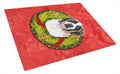 Saint Bernard Christmas Wreath Cutting Board Tempered Glass Kitchen Cutting Surface, Heat Resistant Chopping, Non-Slip Feet, Food Prep & Serving