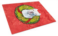 Pit Bull Christmas Wreath Cutting Board Tempered Glass Kitchen Cutting Surface, Heat Resistant Chopping, Non-Slip Feet, Food Prep & Serving
