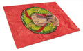 Vizsla Christmas Wreath Cutting Board Tempered Glass Kitchen Cutting Surface, Heat Resistant Chopping, Non-Slip Feet, Food Prep & Serving