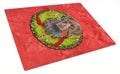 German Shorthaired Pointer Christmas Wreath Cutting Board Tempered Glass Kitchen Cutting Surface, Heat Resistant Chopping, Non-Slip Feet, Food Prep & Serving