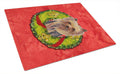 Yorkie Christmas Wreath Cutting Board Tempered Glass Kitchen Cutting Surface, Heat Resistant Chopping, Non-Slip Feet, Food Prep & Serving