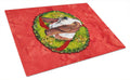 Basset Hound Christmas Wreath Cutting Board Tempered Glass Kitchen Cutting Surface, Heat Resistant Chopping, Non-Slip Feet, Food Prep & Serving