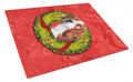 Beagle Christmas Wreath Cutting Board Tempered Glass Kitchen Cutting Surface, Heat Resistant Chopping, Non-Slip Feet, Food Prep & Serving