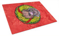 Labrador Christmas Wreath Cutting Board Tempered Glass Kitchen Cutting Surface, Heat Resistant Chopping, Non-Slip Feet, Food Prep & Serving