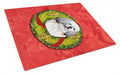 Shih Tzu Christmas Wreath Cutting Board Tempered Glass Kitchen Cutting Surface, Heat Resistant Chopping, Non-Slip Feet, Food Prep & Serving