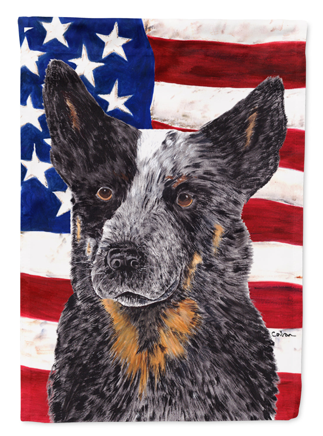 USA American Flag with Australian Cattle Dog House Flag 28x40 Porch Sleeve Pole Decorative Outside Yard Banner Artwork Wall Hanging, Polyester