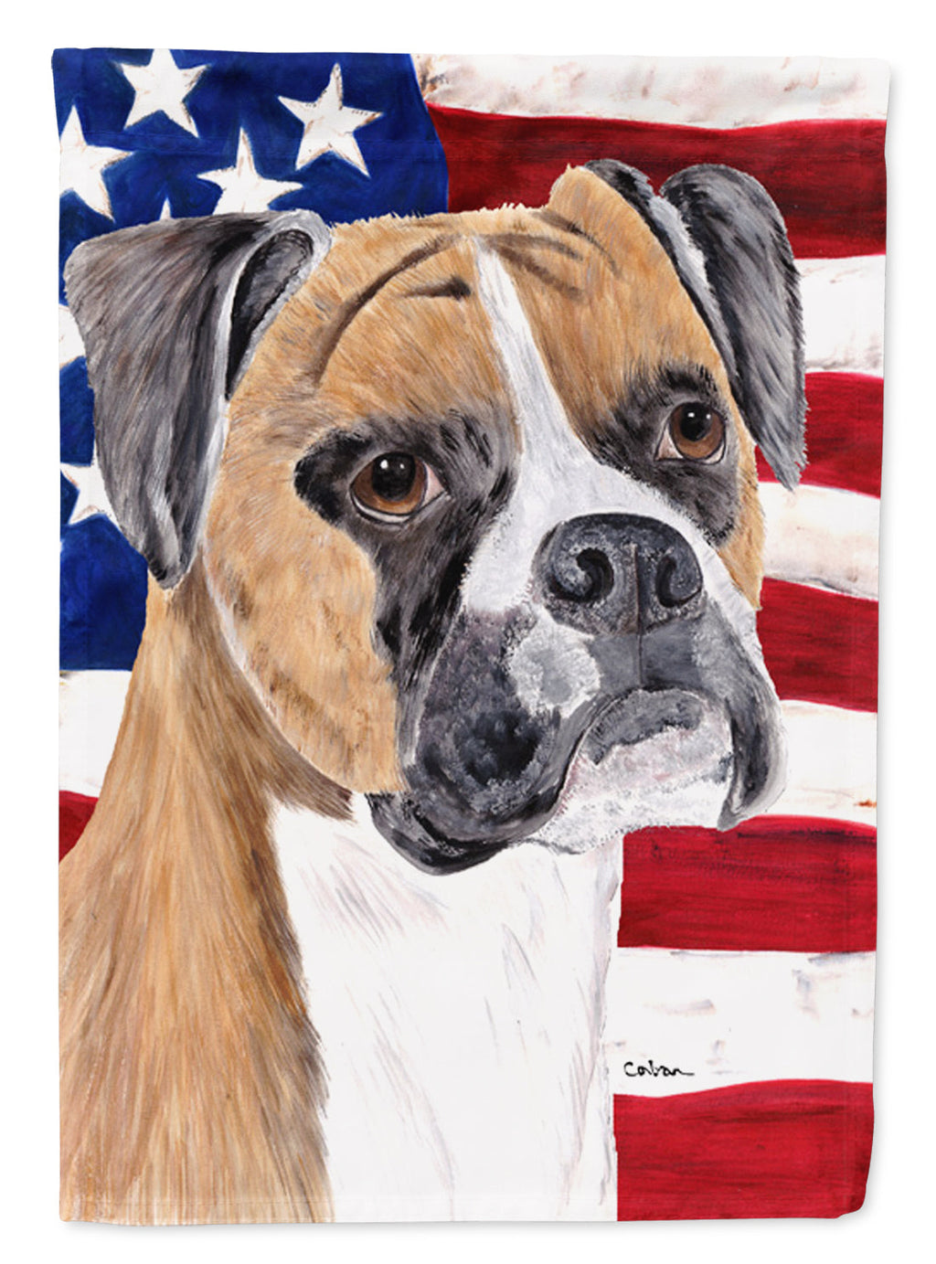 USA American Flag with Boxer House Flag 28x40 Porch Sleeve Pole Decorative Outside Yard Banner Artwork Wall Hanging, Polyester