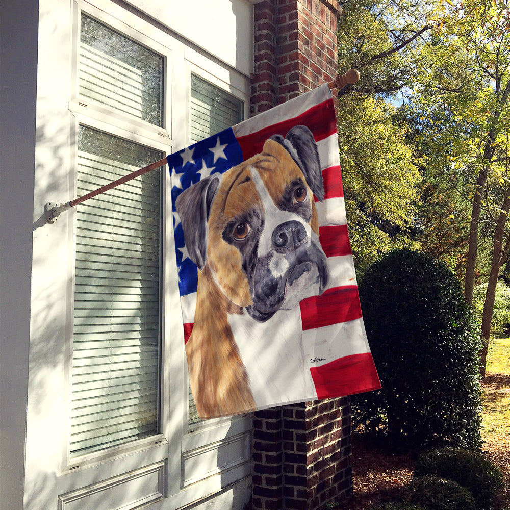 USA American Flag with Boxer House Flag 28x40 Porch Sleeve Pole Decorative Outside Yard Banner Artwork Wall Hanging, Polyester