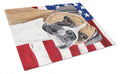 USA American Flag with Boxer Cutting Board Tempered Glass Kitchen Cutting Surface, Heat Resistant Chopping, Non-Slip Feet, Food Prep & Serving