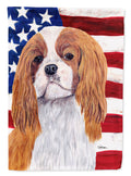USA American Flag with Cavalier Spaniel House Flag 28x40 Porch Sleeve Pole Decorative Outside Yard Banner Artwork Wall Hanging, Polyester