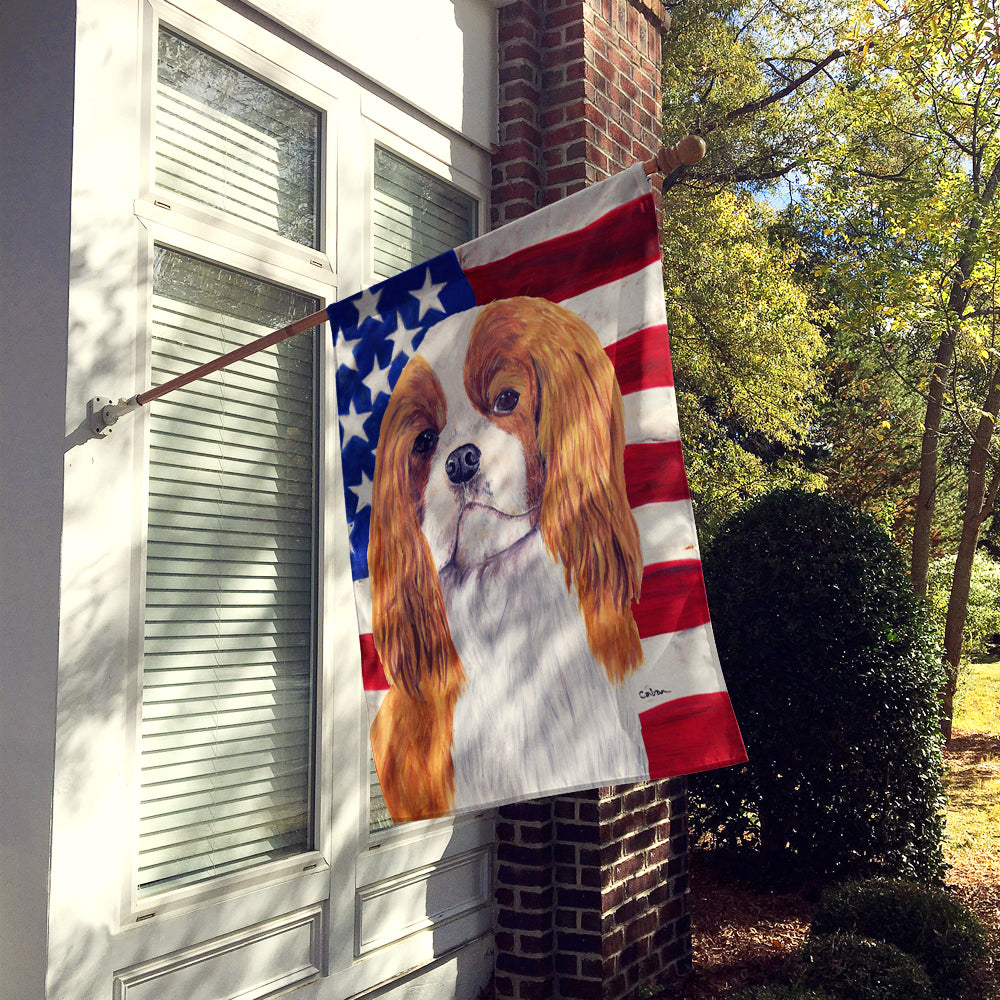 USA American Flag with Cavalier Spaniel House Flag 28x40 Porch Sleeve Pole Decorative Outside Yard Banner Artwork Wall Hanging, Polyester