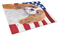 USA American Flag with Cavalier Spaniel Cutting Board Tempered Glass Kitchen Cutting Surface, Heat Resistant Chopping, Non-Slip Feet, Food Prep & Serving