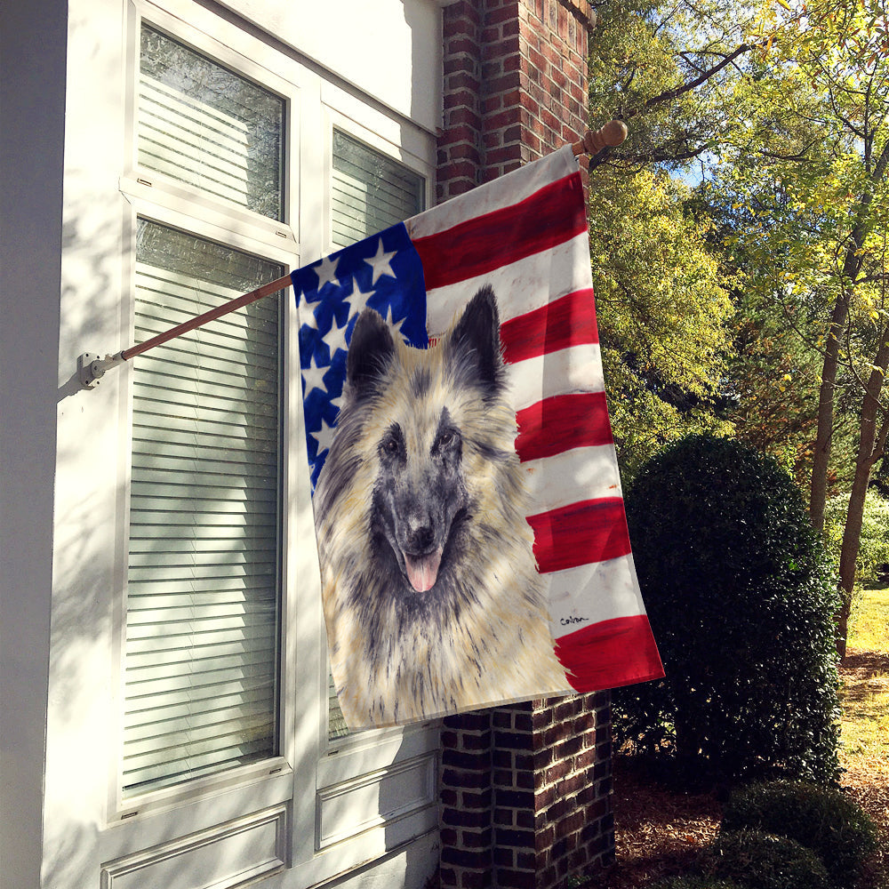 USA American Flag with Belgian Tervuren House Flag 28x40 Porch Sleeve Pole Decorative Outside Yard Banner Artwork Wall Hanging, Polyester