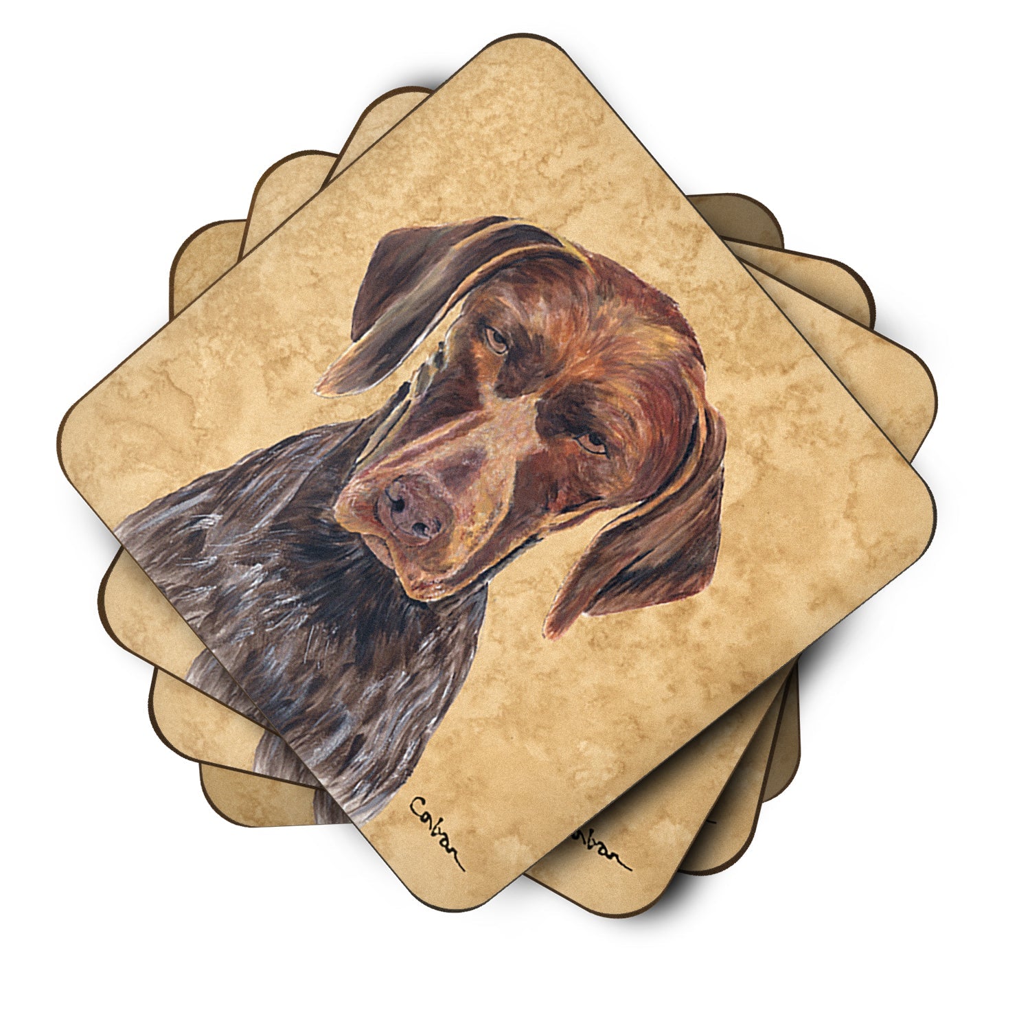 German Shorthaired Pointer Wipe your Paws Foam Coasters Set of 4 Cup Coasters for Indoor Outdoor, Tabletop Protection, Anti Slip, Mouse pad Material