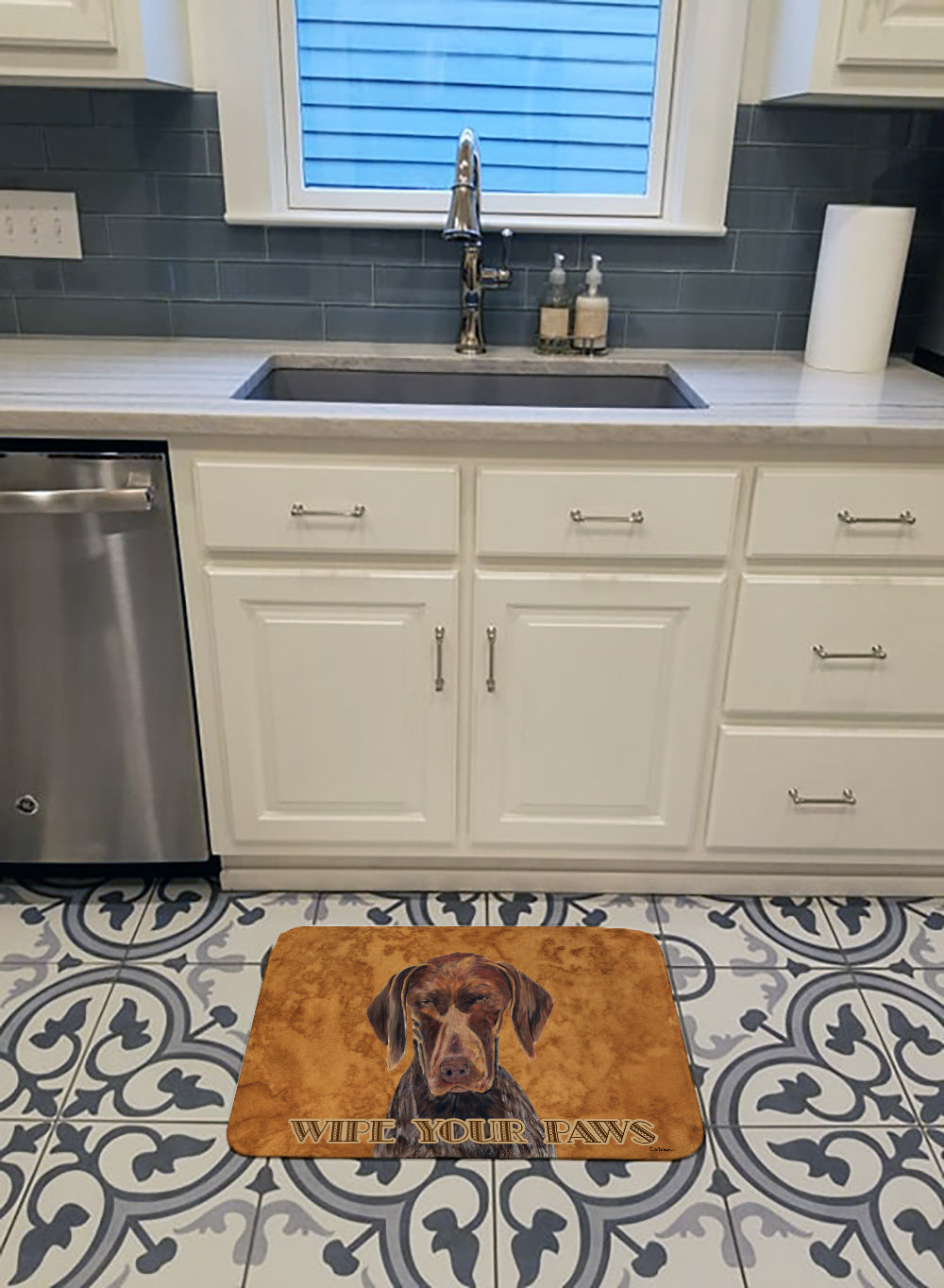 German Shorthaired Pointer Wipe your Paws Memory Foam Kitchen Mat Machine Washable Anti-Fatigue Cushion Comfort Bath or Kitchen Rug