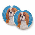 Blue Cavalier Spaniel Set of 2 Cup Holder Car Coasters Absorbent Round Sandstone Coasters Gifts for Men or Women, 2.5, Multicolor