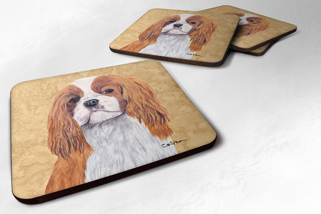 Cavalier Spaniel Wipe your Paws Foam Coasters Set of 4 Cup Coasters for Indoor Outdoor, Tabletop Protection, Anti Slip, Mouse pad Material